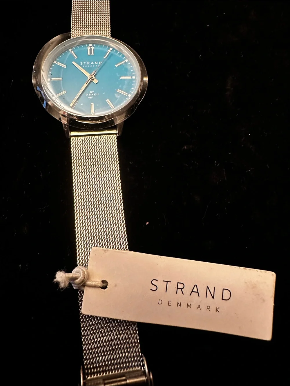NWT Strand by Obaku watch vibrant blue dial/mesh bracelet. AS IS UNTESTED